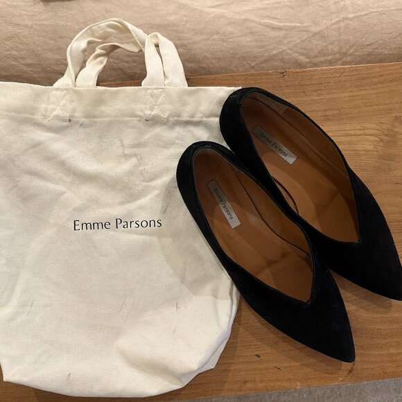 Emme Parsons Black Suede Pointy Flats size 39 - Picture 6 of 6